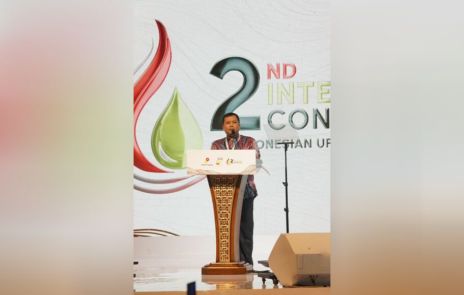 Tenaga Ahli Kepala SKK Migas, Luky Agung Yusgiantoro, berpidato di pembukaan IOG 2021 di Bali Nusa Dua Convention Center (BNDCC), Senin, 29 November 2021.