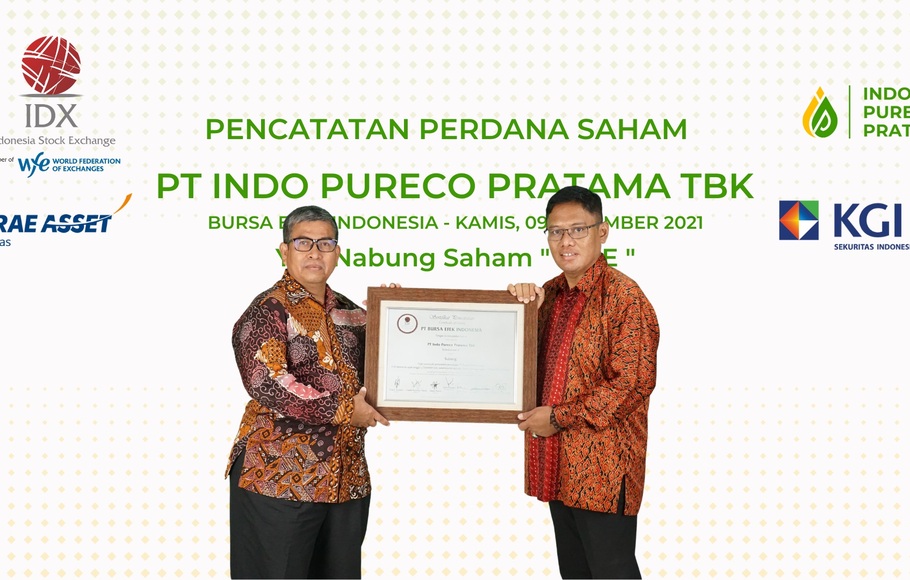 Pencatatan saham perdana PT Indo Pureco Pratama Tbk (IPPE), Kamis 9 Desember 2021.
