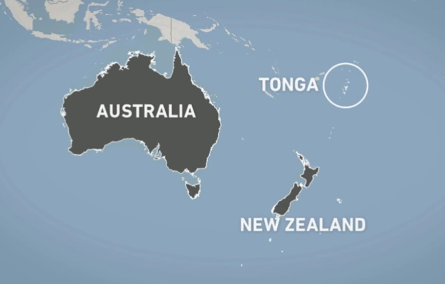 Lokasi Tonga yang terletak di kawasan Oseania