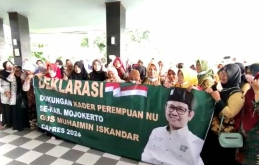 Kader Perempuan NU se-Kabupaten Mojokerto deklarasi Ketua Umum DPP PKB Abdul Muhaimin Iskandar Capres 2024 di Villa Agape, Mojokerto, Jawa Timur, Rabu, 26 Januari 2022.