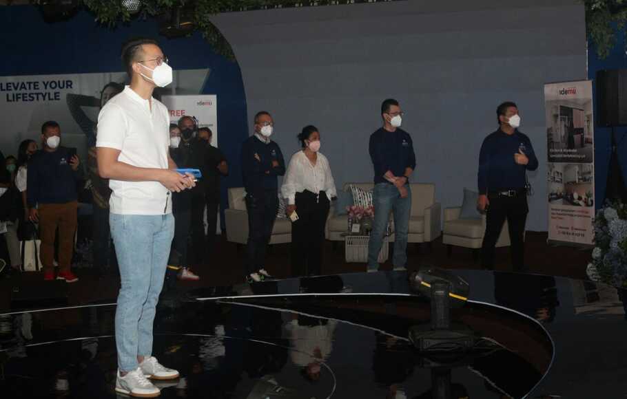 CEO LPKR John Riady memberikan sambutan dalam acara Pemilihan Unit Cendana Cove Verdant yang berlokasi di Lippo Karawaci Central, Tangerang. 