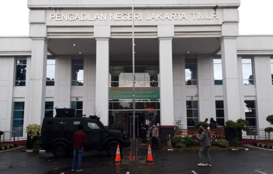 Suasana di Pengadilan Negeri Jakarta Timur terkait kasus dugaan tindak pidana terorisme dengan terdakwa Munarman, Rabu 23 Maret 2022. 