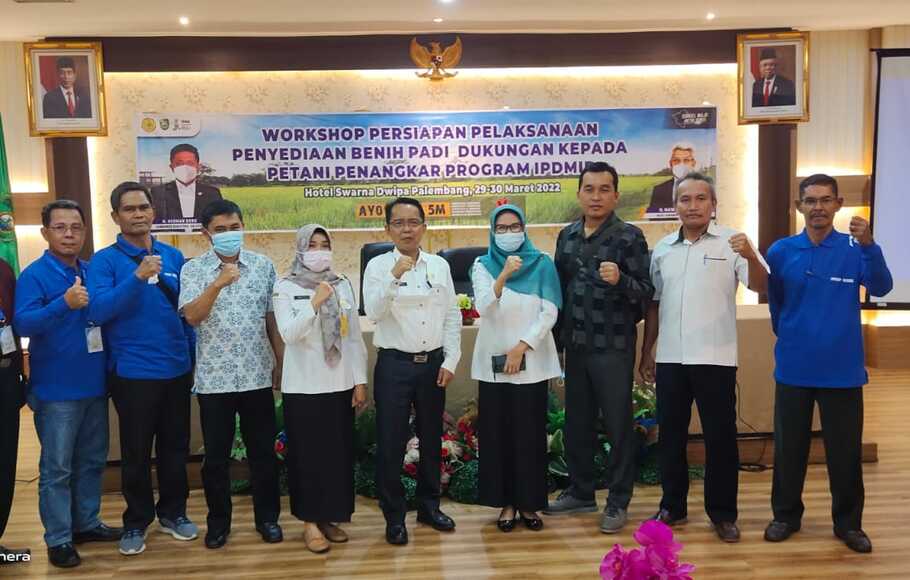 Kementerian Pertanian (Kementan) melalui Badan Penyuluhan dan Pengembangan Sumber Daya Manusia Pertanian (BPPSDMP) menyelenggarakan Workshop Persiapan Pelaksanaan Penyediaan Benih Padi, Dukungan Kepada Petani Penangkar Program IPDMIP Tahun 2022 di Hotel Swarna Dwipa Palembang pada 29-30 Maret 2022.