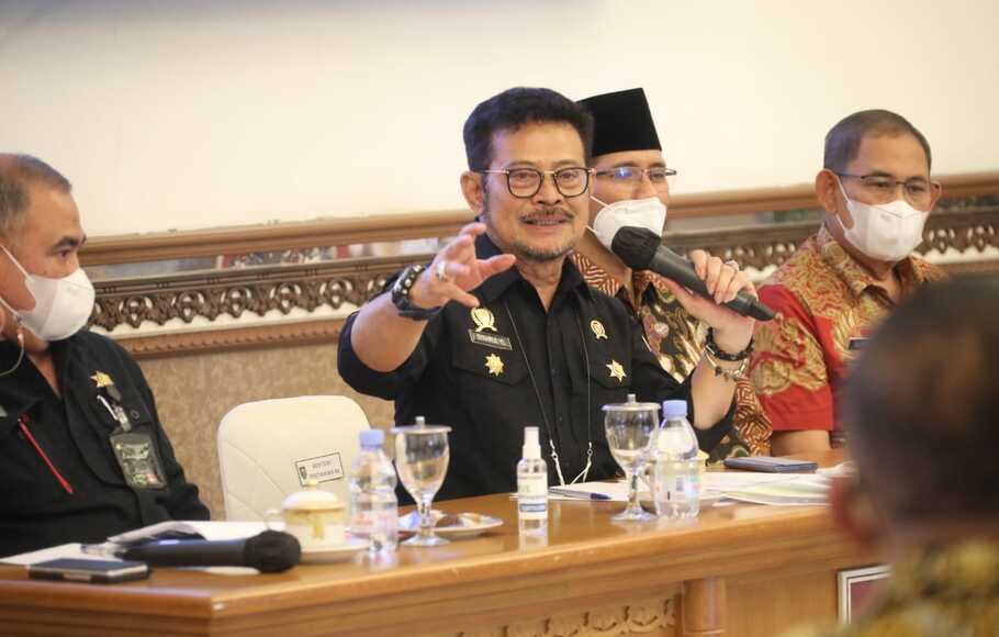 Mentan Syahrul Yasin Limpo pada Rapat Koordinasi PMK di Kantor Bupati Boyolali, Jumat 13 Mei 2022.