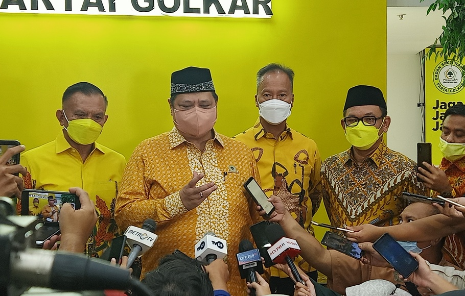 Ketua Umum Partai Golkar Airlangga Hartarto di acara silaturahmi akbar di kantor DPP Partai Golkar, Jalan Anggrek Nelly Murni, Slipi, Jakarta Barat, Rabu, 18 Mei 2022.