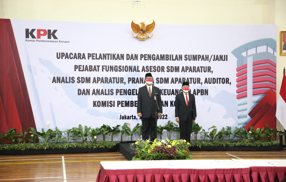 KPK melantik 43 Pejabat Fungsional Baru di Gedung Juang Merah Putih KPK, Jakarta, Kamis, 19 Mei 2022.