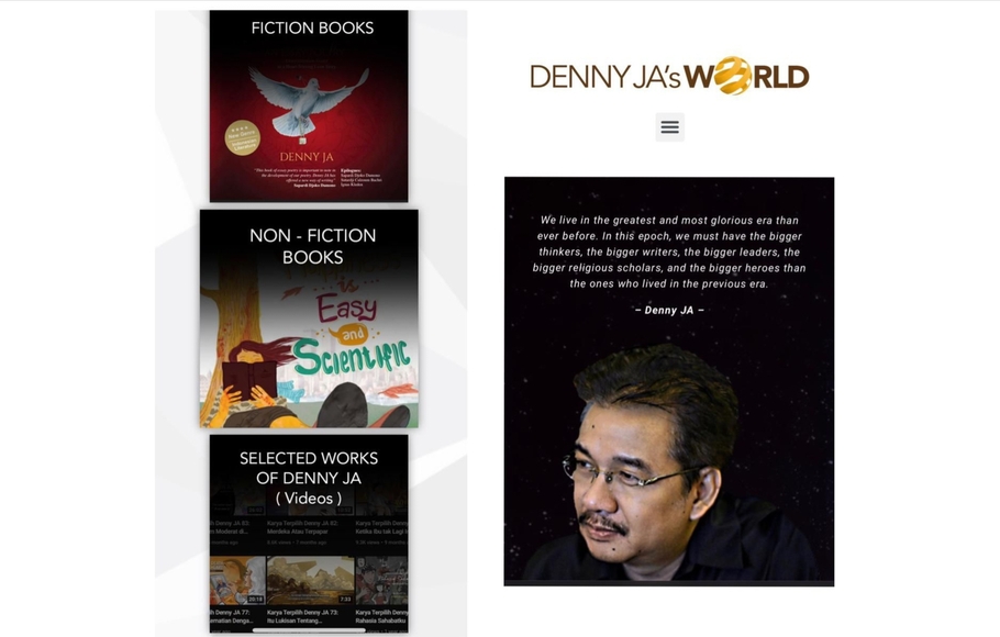 Sebanyak 300 karya fiksi dan non fiksi Denny JA ada dalam website Denny JA World yang bisa diakses gratis oleh masyarakat.