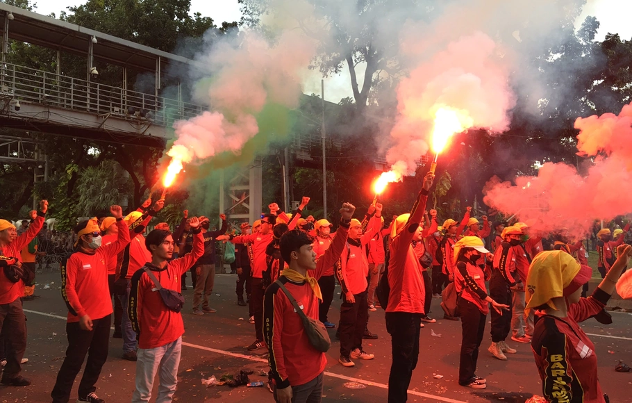 Demo buruh di Jakarta.