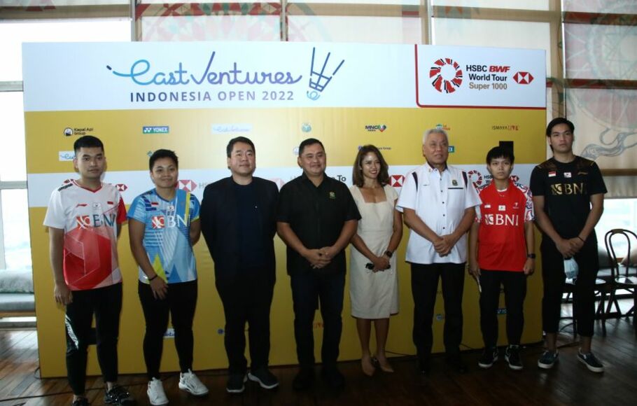 Konferensi pers turnamen bulutangkis Indonesia Open 2022, di Jakarta Pusat, Rabu 25 Mei 2022.