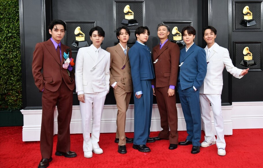 Boy band Korea Selatan BTS di ajang Grammy Awards di Las Vegas.
