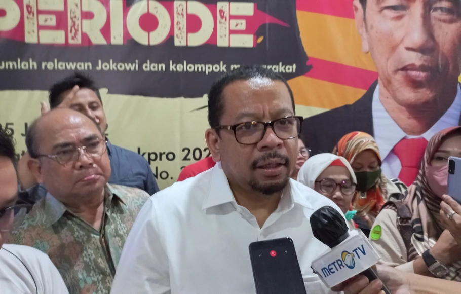 Penasihat Jokpro 2024 M Qodari saat dijumpai media usai acara Halalbihalal Gerakan 3 Periode, Jakarta, Sabtu 25 Juni 2022