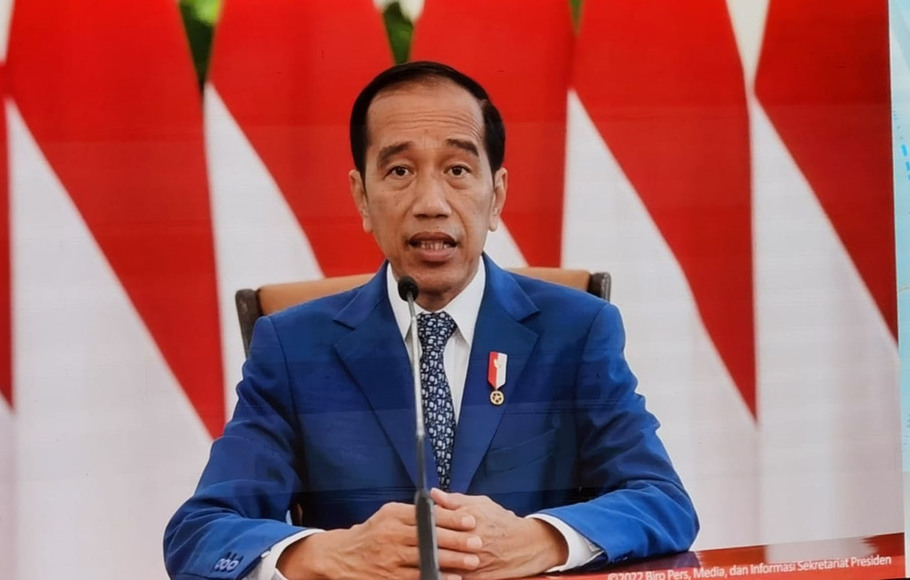 Presiden Jokowi saat memberikan sambutan pada puncak acara Hari Anti Narkoba Internasional (HANI) 2022 di Bali, Senin, 27 Juni 2022.