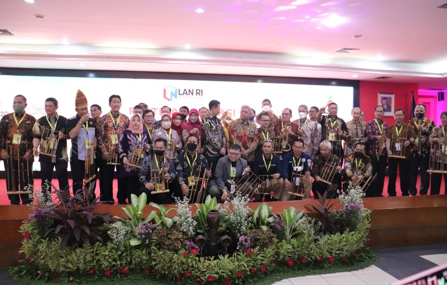 Para peserta Festival Inovasi Pelatihan Kepemimpinan Nasional Tingkat I Angkatan LII Tahun 2022, di Gedung Makarti LAN, Jakarta, Rabu, 29 Juni 2022.