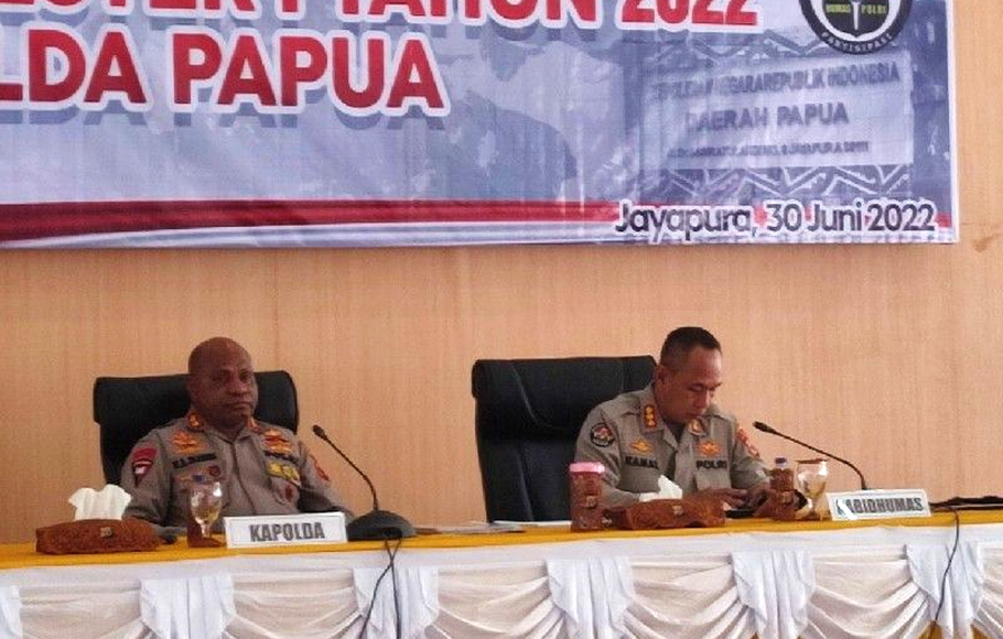 Kapolda Papua Irjen Pol Mathius Fakhiri saat melakukan refleksi semester I Polda Papua, Kamis 30 Juni 2022 di Jayapura. 