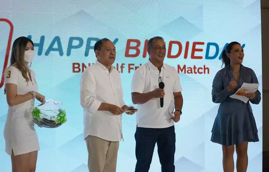 Pertandingan golf persahabatan (friendly match) yang digelar PT Bank Negara Indonesia (BNI) di Sedayu Indo Golf Pantai Indah Kapuk 2 Jakarta, Sabtu 2 Juli 2022.