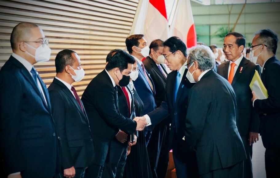 Presiden Joko Widodo (Jokowi) melakukan pertemuan dengan Perdana Menteri (PM) Jepang Fumio Kishida di Kantor PM Jepang, Tokyo, Rabu, 27 Juli 2022.