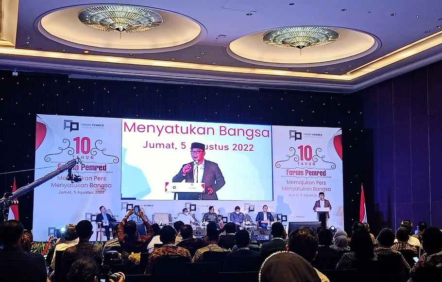 Gubernur Jawa Barat Ridwan Kamil di acara HUT ke-10 Forum Pemred, di Hotel Raffles Jakarta, Jumat, 5 Agustus 2022.