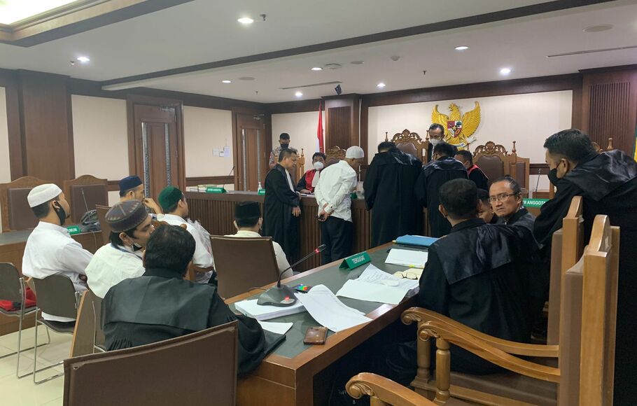 Suasana sidang perkara dugaan pengeroyokan terhadap Ade Armando di Pengadilan Negeri Jakarta Pusat (PN Jakpus), Rabu, 10 Agustus 2022.