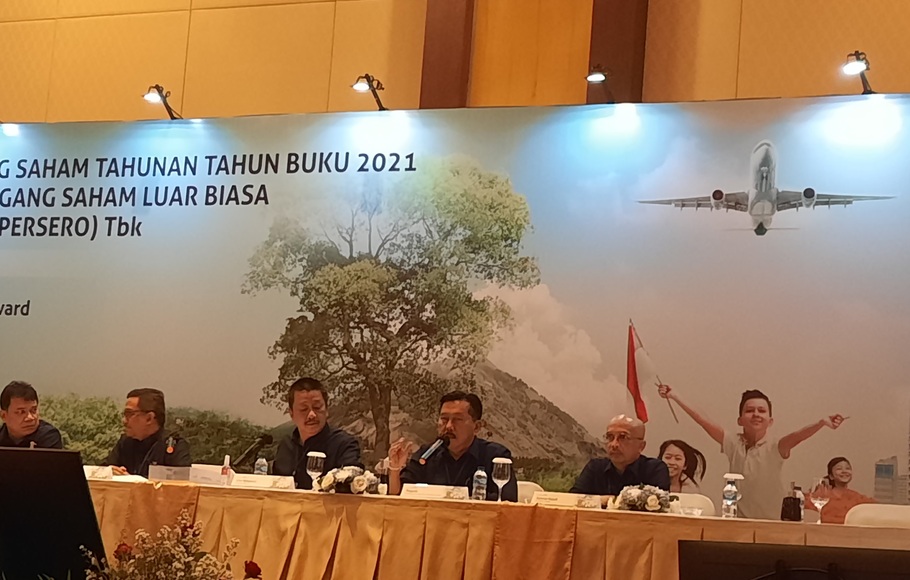 PT Garuda Indonesia Tbk (GIAA) menggelar  Rapat Umum Pemegang Saham Tahunan (RUPST) di Jakarta Jumat 12 Agustus 2022.