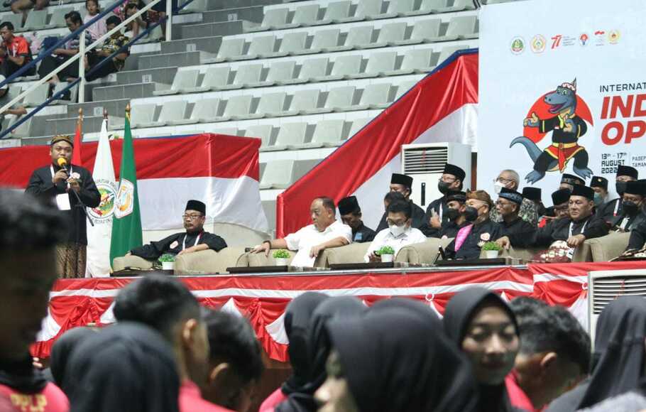 Wakil Ketua PB IPSI Muchamad Nabil Haroen dalam acara Kejuaraan Pencak Silat Internasional Open Championship 2022 di TMII Jakarta, Sabtu, 13 Agustus 2022.