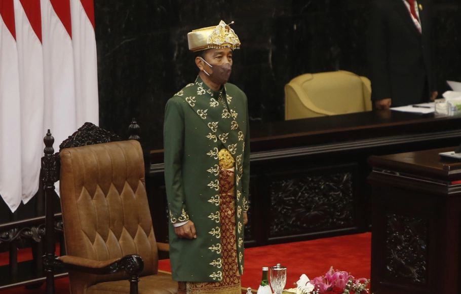 Presiden Joko Widodo menghadiri sidang tahunan MPR, Selasa, 16 Agustus 2022.