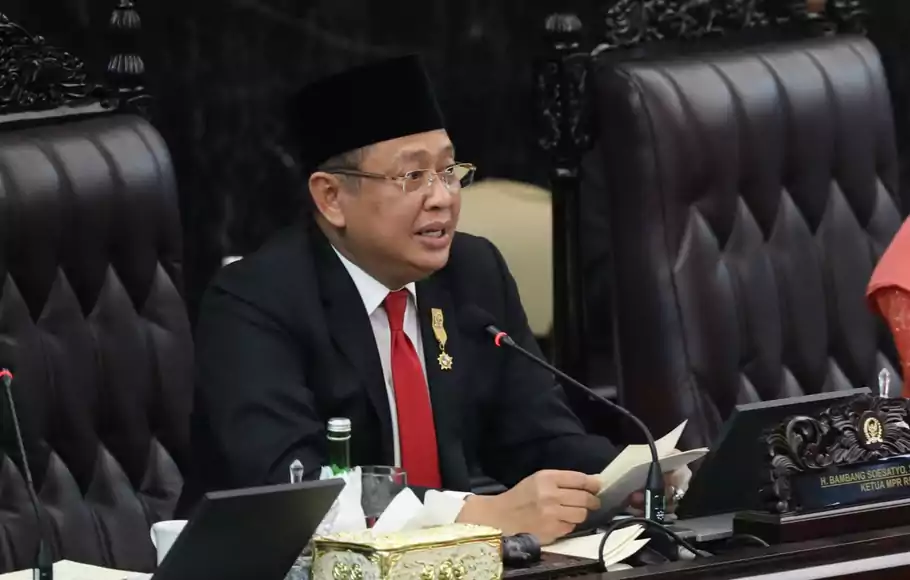 Ketua MPR Bambang Soesatyo pada Sidang Tahunan MPR Tahun 2022 di Kompleks Parlemen, Senayan, Jakarta, Selasa, 16 Agustus 2022.