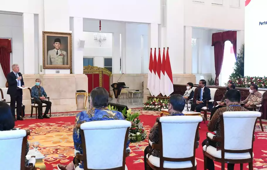 Presiden Joko Widodo (Jokowi) menerima delegasi dari Dewan Bisnis AS-ASEAN atau US-ASEAN Business Council di Istana Negara, Kompleks Istana Kepresidenan Jakarta, Rabu, 24 Agustus 2022.