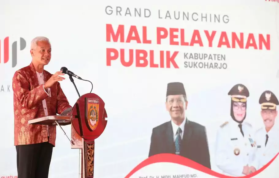 Gubernur Jawa Tengah (Jateng) Ganjar Pranowo meresmikan Mal Pelayanan Publik (MPP) Sevaka Bhakti Wijaya Kabupaten Sukoharjo, Kamis 25 Agustus 2022.