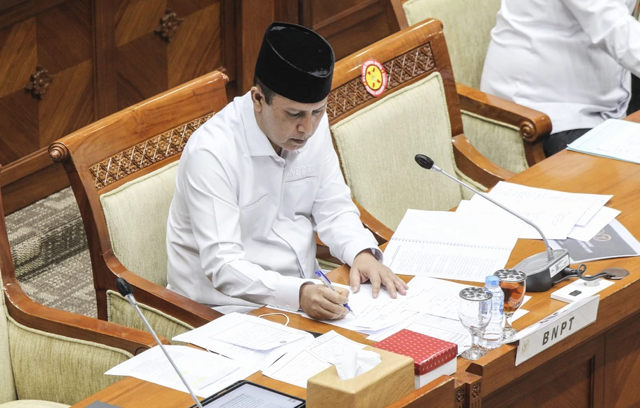 Kepala Badan Nasional Penanggulangan Terorisme (BNPT) Boy Rafli Rapat Kerja dengan Komisi III DPR RI di Gedung Parlemen, Jakarta, Rabu, 31 Agustus 2022.