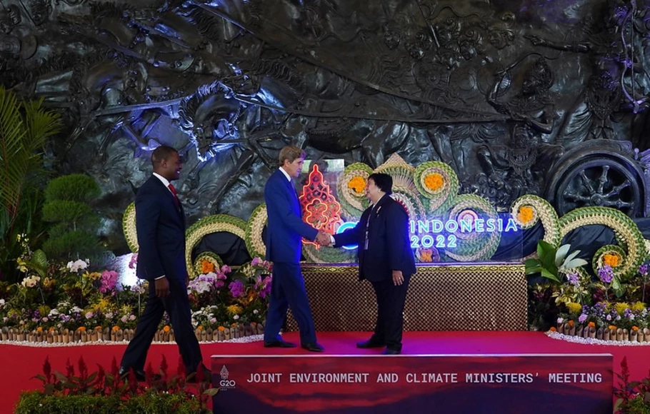 Menteri Lingkungan Hidup dan Kehutanan Siti Nurbaya saat menerima delegasi Pertemuan Menteri Lingkungan Hidup dan Iklim Negara Anggota G-20 atau Joint Environment and Climate Ministers’ Meeting (JECMM), di Nusa Dua, Bali, Rabu, 31 Agustus 2022. 