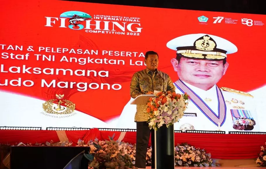 Kepala Staf Angkatan Laut (Kasal) Laksamana TNI Yudo Margono membuka secara resmi Likupang North Sulawesi International Fishing Competition (LNSIFC) 2022 di Paradise Hotel Likupang, Sulawesi Utara (Sulut).
