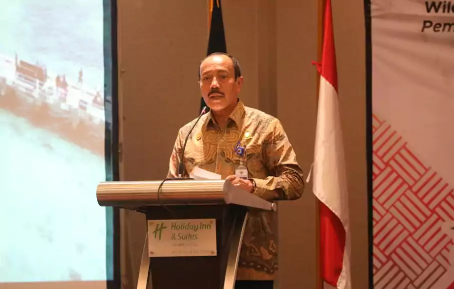 Direktur Transportasi Sungai, Danau, dan Penyeberangan, Junaidi, di acara Rapat Konsolidasi Penetapan Lintas Penyeberangan Perintis dan Formula Subsidi Angkutan Penyeberangan Perintis Tahun 2022, di Hotel Holiday Inn & Suites Jakarta, 21 September 2022.