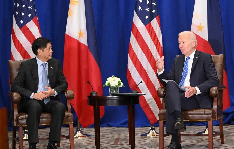 Presiden AS Joe Biden bertemu dengan Presiden Filipina Ferdinand Marcos, Jr., di sela-sela Sidang Umum PBB di New York City pada Kamis 22 September 2022.