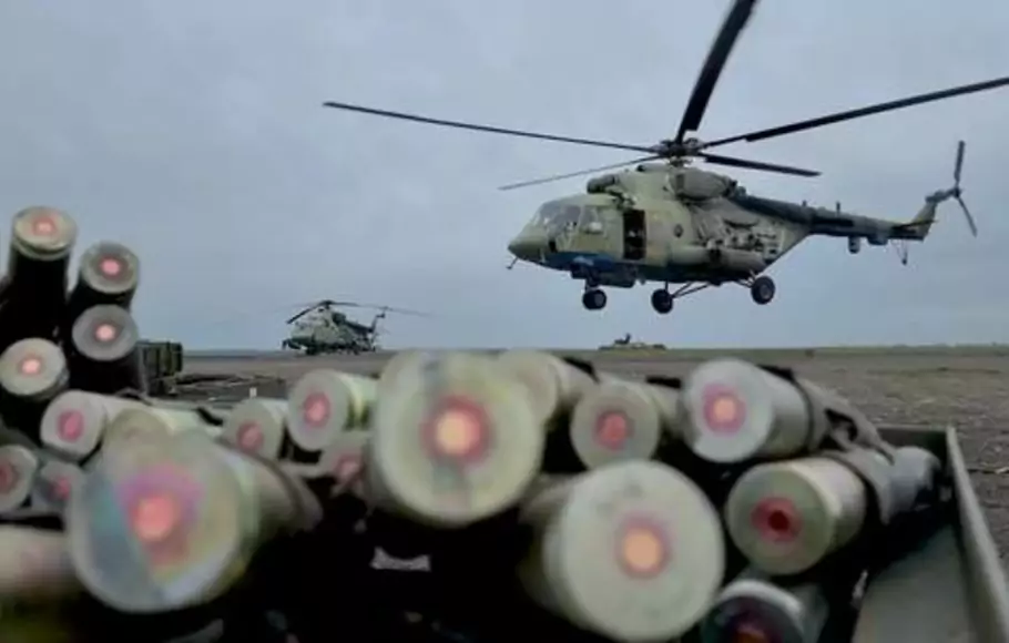 Helikopter angkut dan tempur Mi-8AMTSh Terminator Angkatan Udara Rusia dikirim untuk melakukan misi tempur selama operasi militer khusus di Ukraina. 