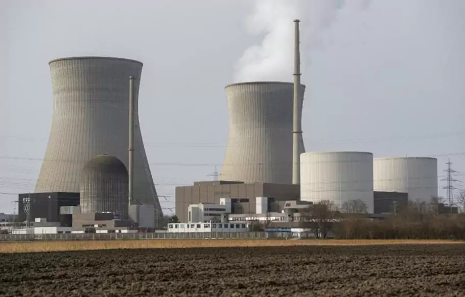 Pembangkit listrik tenaga nuklir di Gundremmingen, Jerman selatan pada 26 Februari 2021. 