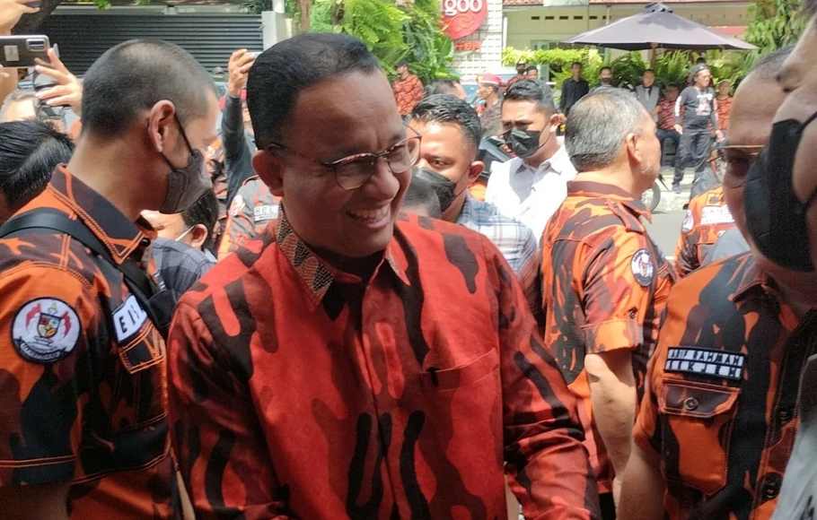 Gubernur DKI Jakarta Anies Baswedan menghadiri peresmian kantor Majelis Pimpinan Nasional (MPP) Pemuda Pancasila (PP) di Jakarta Pusat, Sabtu 1 Oktober 2022.