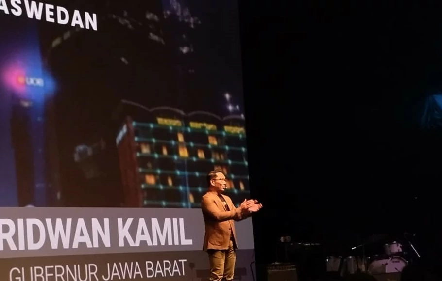 Gubernur Jawa Barat Ridwan Kamil pada Farewell Event for Gubernur Anies Baswedan di Ballroom Djakarta Teater XXI, Jakarta Pusat, Minggu 2 Oktober 2022.
