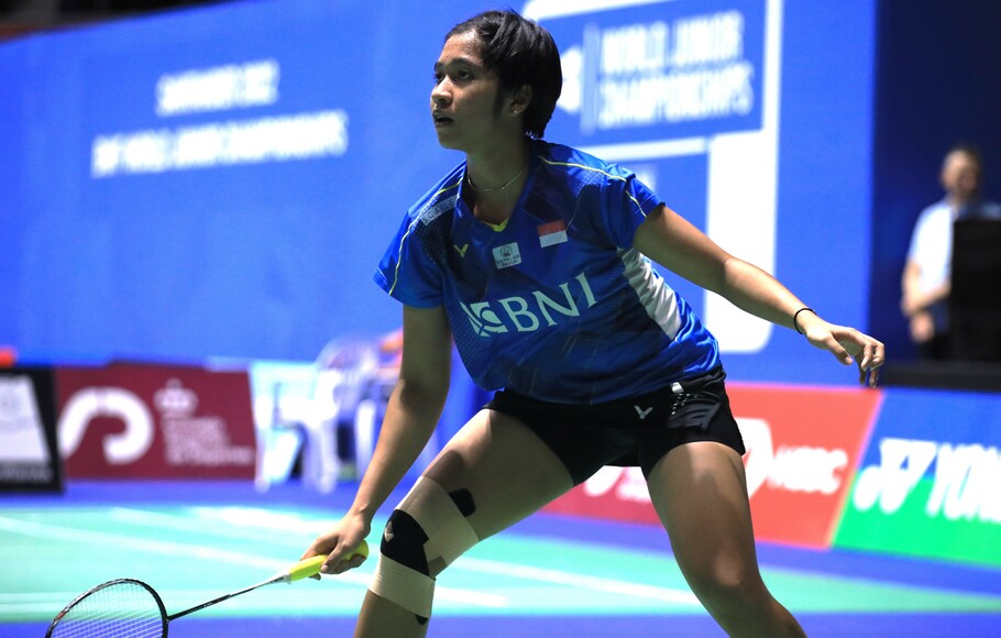 Ester Nurumi Tri Wardoyo saat tampil di Kejuaraan Dunia Junior 2022.