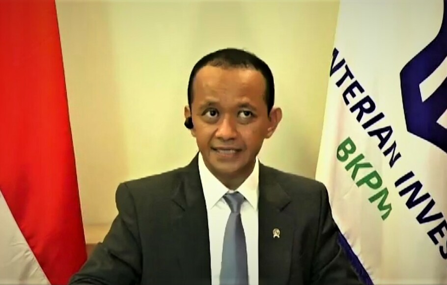 Menteri Investasi/Kepala BKPM Bahlil Lahadalia dalam konferensi pers secara virtual pada Kamis (10/11/2022). 