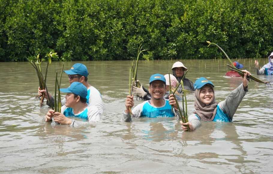 PT Bekasi Fajar Industrial Estate Tbk (BEST), emiten pengembang kawasan industri MM2011, melakukan penanaman mangrove di Desa Pantai Bahagia, Kecamatan Muara Gembong, Bekasi, Jawa Barat.