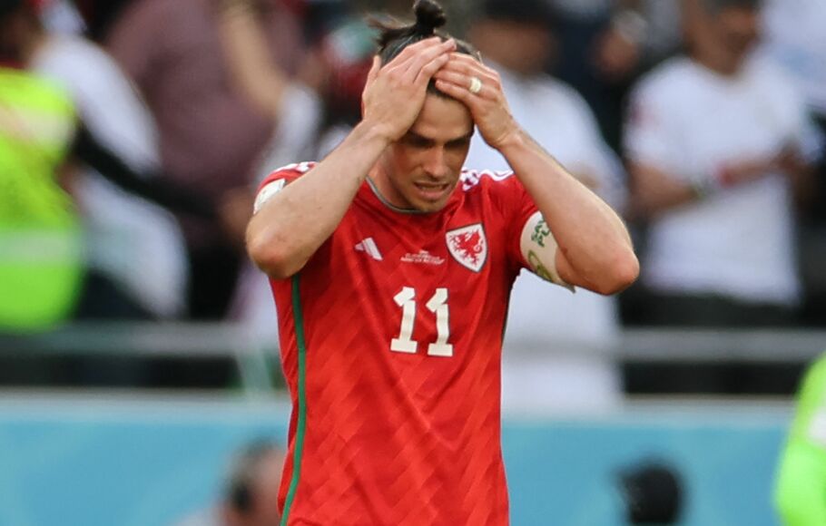 Ekspresi kekecewaan kapten Timnas Wales, Gareth Bale.