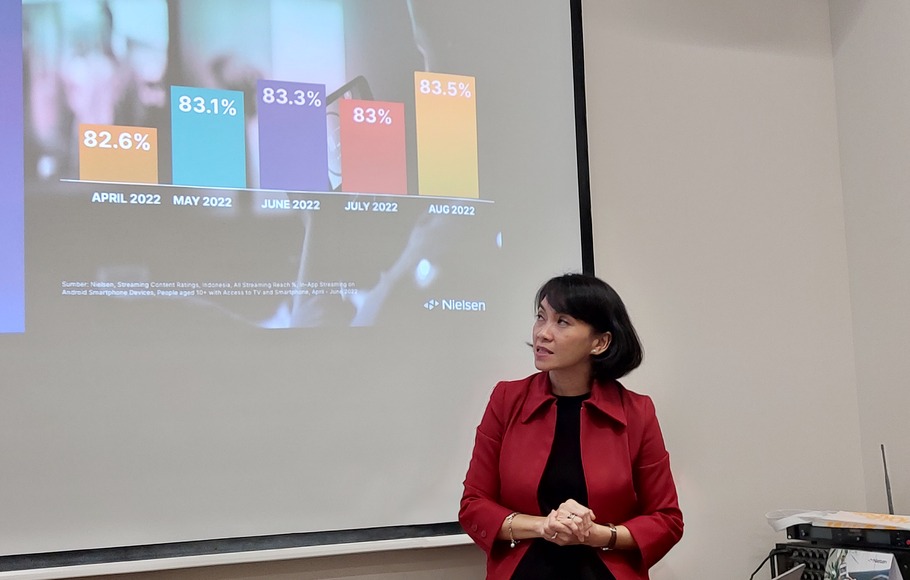Direktur Eksekutif Nielsen Indonesia, Hellen Katherina pada acara “Peluncuran Streaming Content Rating di Indonesia”, di Jakarta, Kamis, 8 Desember 2022.