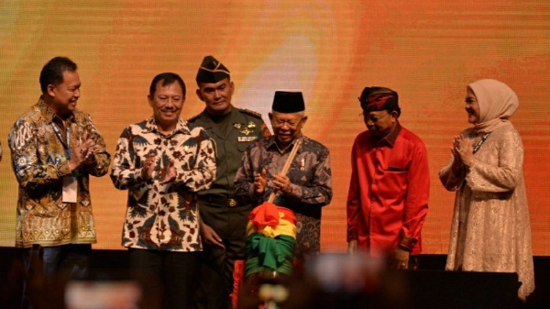 Wakil Presiden (Wapres) Ma'ruf Amin Saat membuka 15th Indonesian Palm Oil Conference (IPOC) 2019 and 2020 Price Outlook di Nusa Dua, Bali, Kamis (31/10). 