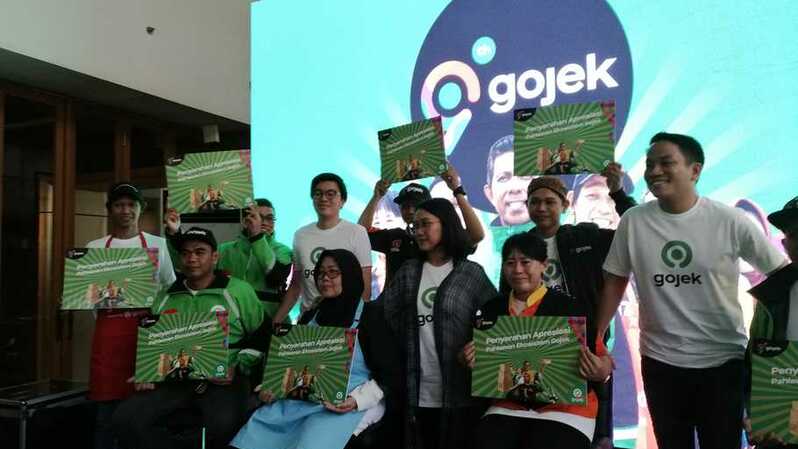 Konferensi pers perayaan sembilan tahun Gojek di Jakarta, Sabtu, 2 Noveber 2019 (Foto: Beritasatu Photo/Herman)