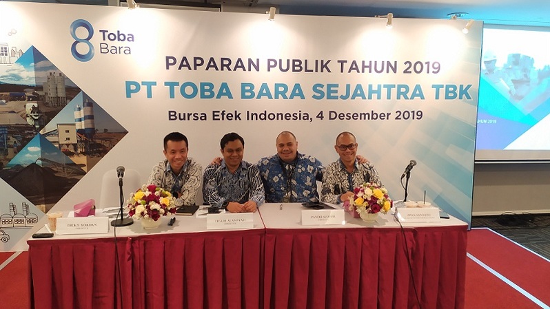 Jumpa pers PT Toba Bara Sejahtera Tbk (TOBA) di Jakarta, Rabu (4/12/2019)