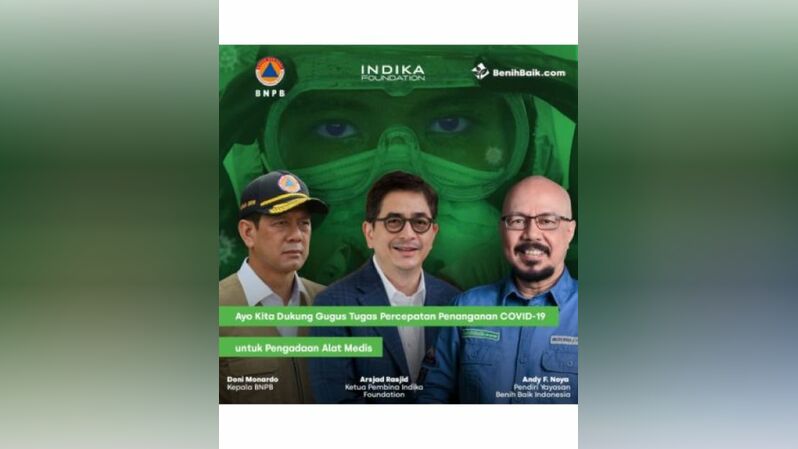 Indika Foundation memberikan donasi sebesar Rp 1 miliar untuk membantu penanggulangan penyebaran virus korona di Indonesia.