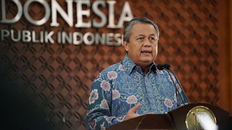 Gubernur Bank Indonesia Perry Warjiyo saat media briefing di Jakarta, Selasa (7/4/2020).  Foto: BeritaSatu Photo/Humas Bank Indonesia