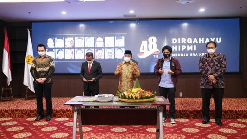 acara Peringatan Hari Ulang Tahun Hipmi ke-48, di Jakarta, Rabu (10/6/2020).