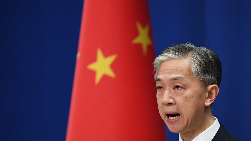 Juru bicara Kementerian Luar Negeri Tiongkok, Wang Wenbin. ( GREG BAKER / AFP )
