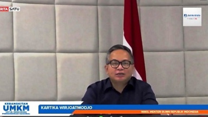 Wamen BUMN Kartika Wirjoatmodjo  dalam Webinar KebangkitanUMKM untuk Mendorong Perekonomian Nasional, Senin (18/1). 